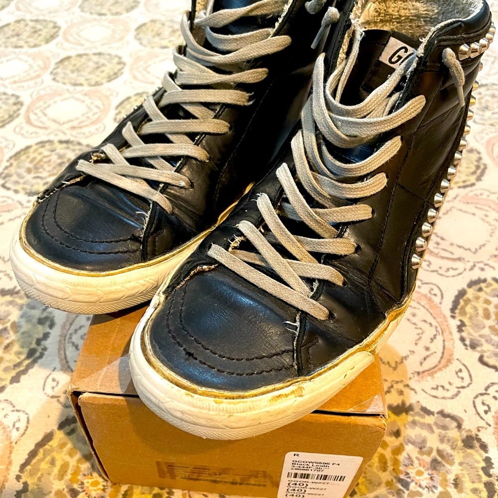 Authentic Used Golden Goose, Black Studded Slide, Size 40